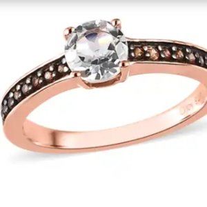 Mangoro Aquamarine and Brown Zircon Ring